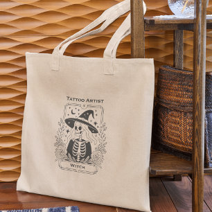 Bolsa Tote Tatuagem Gótica Design Tarto De Bruxa Negra E Bran