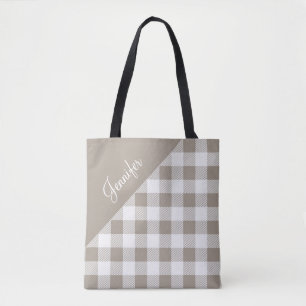 Bolsa Tote Taupe Beige Buffalo - Nome do Padrão de Verifica