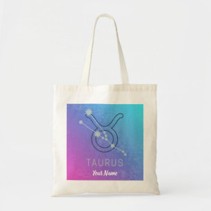 Bolsa Tote Taurus Zodiac Sinal Watercolor Horoscope