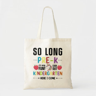 Bolsa Tote Tchau Pré-K Jardim de Infância Aqui Vou Eu Pré-k