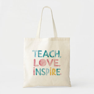 Bolsa Tote Teach Love inspira a barra de ferramentas motivaci