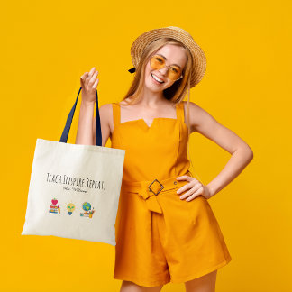 Bolsa Tote Teacher Appreciation Teach Inspire Repeat Custom