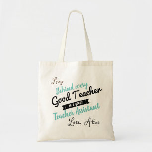 Bolsa Tote teal auxiliar de ensino pré-escolar personalizado