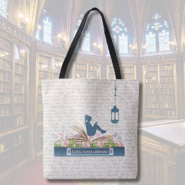 Bolsa Tote Teal Blue Book Amantes Fugindo para a barra de fer