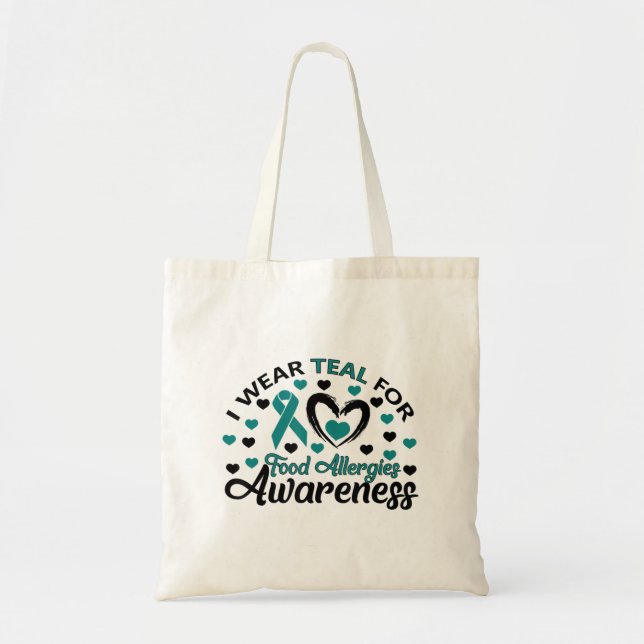 Bolsa Tote Teal Bonito Para Alergias À Comida Presente De Con (Frente)