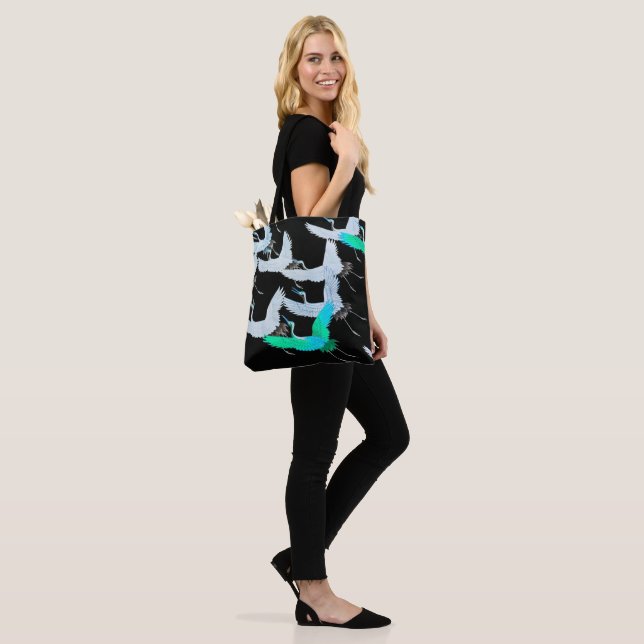Bolsa Tote Teal Cranes in Flight  (No(a) Modelo)