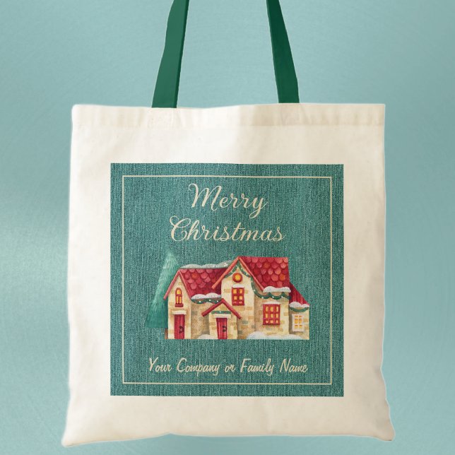 Bolsa Tote Teal Denim, Empresa, Casa de inverno (Criador carregado)