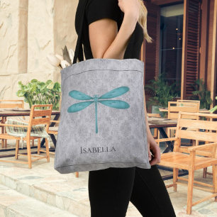 Bolsa Tote Teal Dragonfly Damask