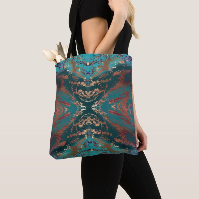 Bolsa Tote Teal e bronze de na moda (Close Up)