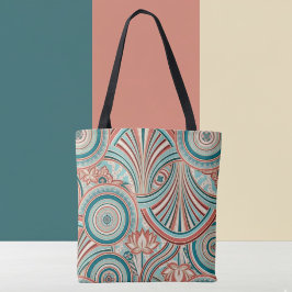 Bolsa Tote Teal e Coral Nouveau Fluxo