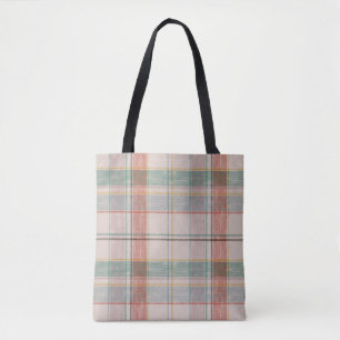 Bolsa Tote Teal e Xadrez Vermelha
