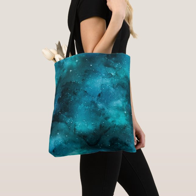 Bolsa Tote Teal Galaxy Series Design 7 (Close Up)