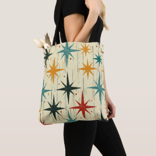 Bolsa Tote Teal Padrão das Estrelas Modernas do Século médio,