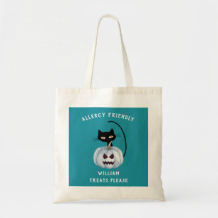 Bolsa Tote Teal Pumpkin Halloween Black Alergia Amigável