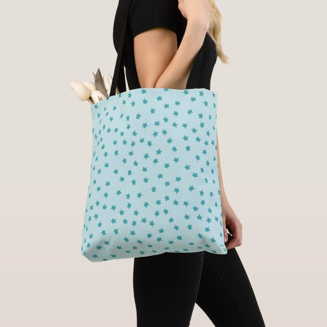 Bolsa Tote Teal Stars (Close Up)