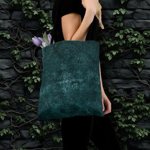 Bolsa Tote Teal Velvet Damask   Grunge Verde Escuro Floral