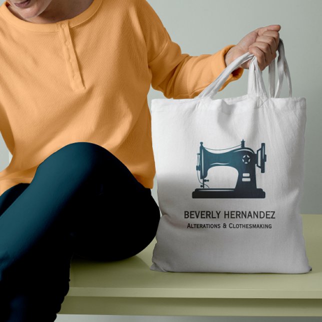 Bolsa Tote Teal Vintage Sewing Machine Seamstress (Criador carregado)