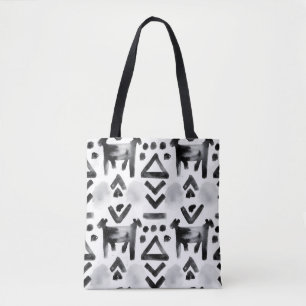 Bolsa Tote Tecido de Lama Ousado – Padrão Preto e Branco