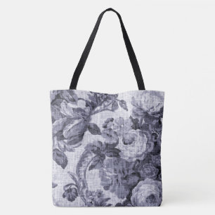 Bolsa Tote Tecido floral botânico de Toile do vintage do