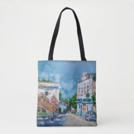 Bolsa Tote Tecido Impressionista de Paisagem Urbana Europeia