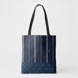 Bolsa Tote Tecido Kasuri de Campo de Índigo Japonês Design de