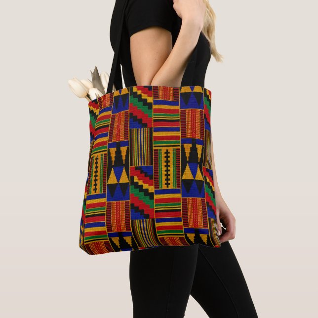 Bolsa Tote Tecido Kente Estilo Africano (Close Up)