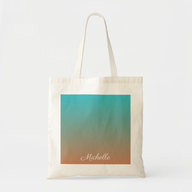 Bolsa Tote Tecido marrom e azul personalizado (Frente)