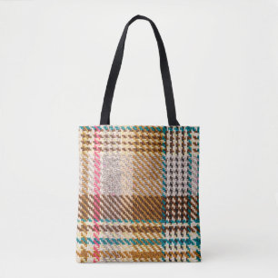 Bolsa Tote Tecido marrom, lã escocesa.