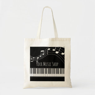 Bolsa Tote Teclado Piano e Notas Musicais