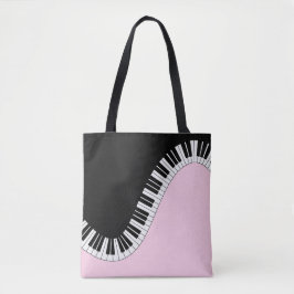 Bolsa Tote Teclado Piano, preto e branco, Design, cor-de-rosa