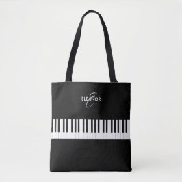 Bolsa Tote Teclas de Piano Instrumento Musical Monogramado