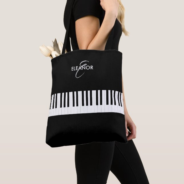Bolsa Tote Teclas de Piano Instrumento Musical Monogramado (Close Up)