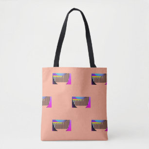 Bolsa Tote Teclas de Piano Preto e Branco Pêssego