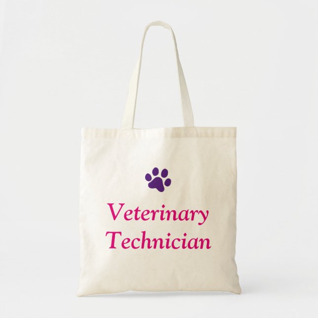 Bolsa Tote Técnico veterinário com impressão roxo da pata (Frente)