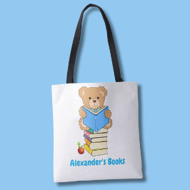 Bolsa Tote Teddy Bear Lendo Seus Livros Personalizados