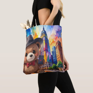Bolsa Tote Teddy Bear Touring The City NYC Tourist Vacation