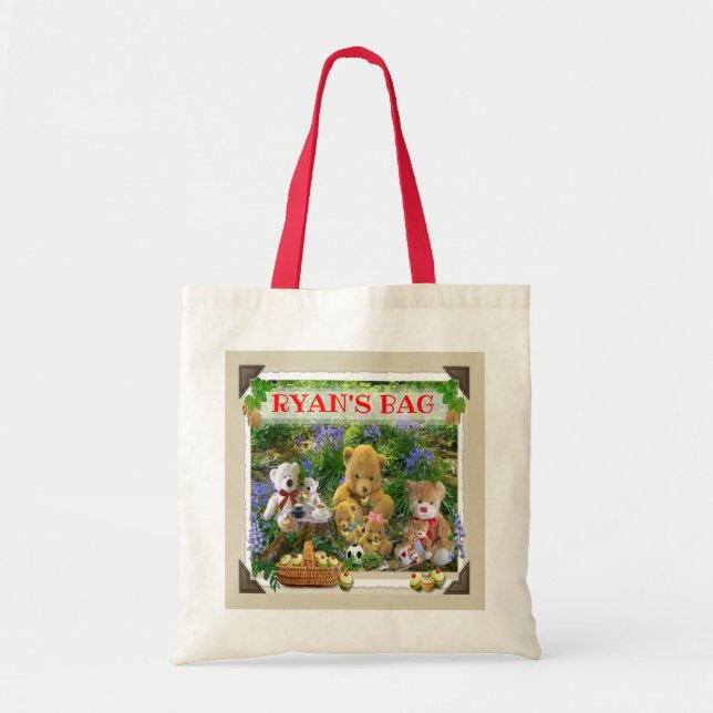 BOLSA TOTE TEDDY BEARS PICNIC PERSONALIZADO (Frente)