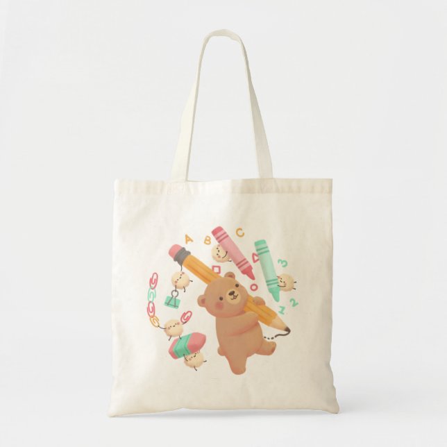 Bolsa Tote Teddy's Back to School Illustration (Frente)
