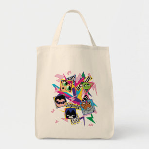 Bolsa Tote Teen Titans Go!   Colagem em grupo dos anos 90