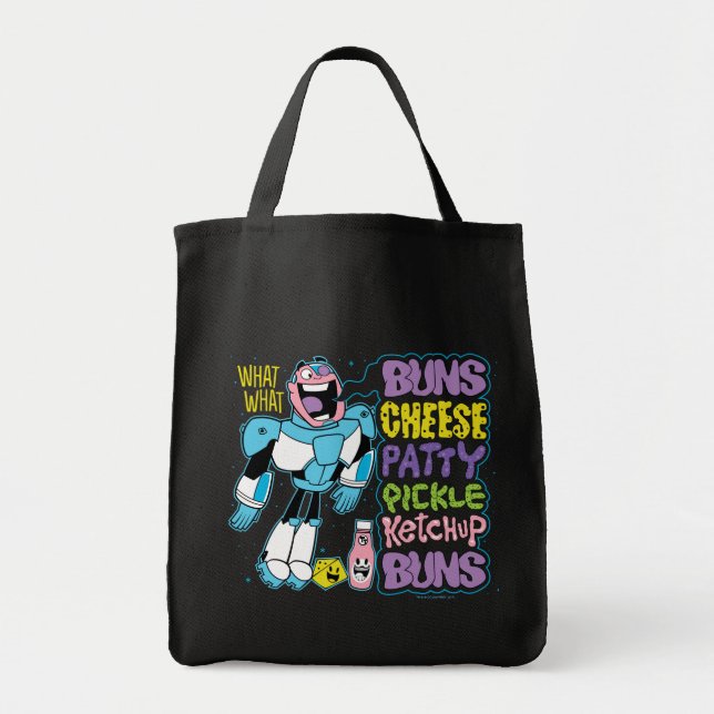 Bolsa Tote Teen Titans Go! | Cyborg Burger Rap (Frente)