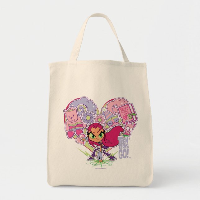 Bolsa Tote Teen Titans Go! | Gráfico de Almofadas do Coração  (Frente)