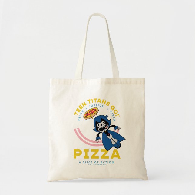 Bolsa Tote Teen Titans Go! Raven "Truth Justice Pizza" (Frente)