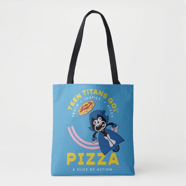 Bolsa Tote Teen Titans Go! Raven "Truth Justice Pizza" (Frente)