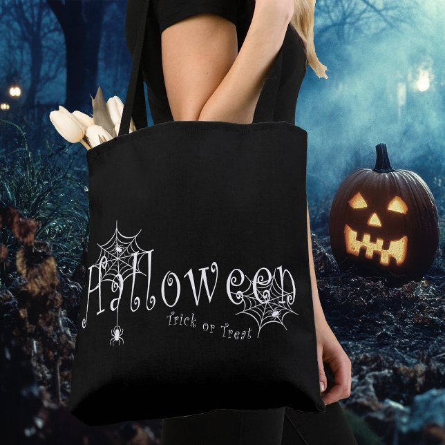 Bolsa Tote Teias de aranha e aranhas sobre o Halloween (Criador carregado)