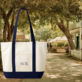 Bolsa Tote Tela com Cor de Contraste Monogramada