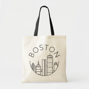Bolsa Tote Tela de Arte de Linha Minimalista do Horizonte de 
