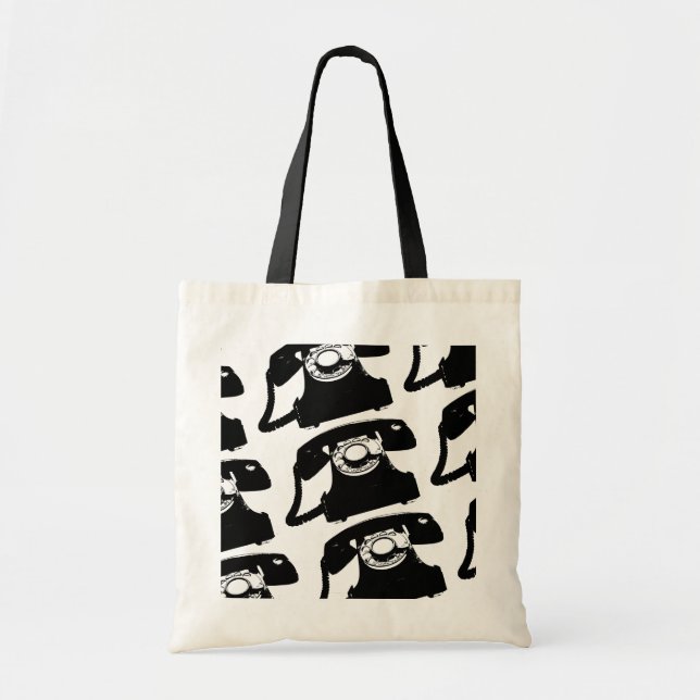 Bolsa Tote telefone negro retrô (Frente)