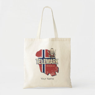 Bolsa Tote Telemark Norway Province Map Vintage Souvenir
