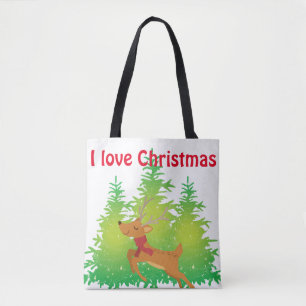 Bolsa Tote Tema da Reindeer de Natal Divertido