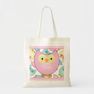 Bolsa Tote Tema da serra do Pastel Baby Owl em rosa